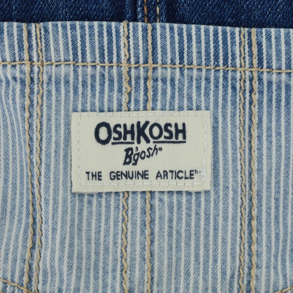 OshKosh‎ Bgosh Girls 24M Denim Overall Jumper Dress Hickory Stripe Pockets Blue